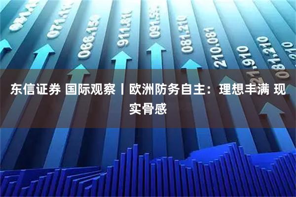 东信证券 国际观察丨欧洲防务自主：理想丰满 现实骨感